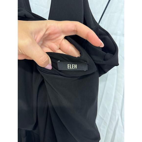 Eleh Sleeveless Halter Neck Open Back Slit Knee Length Dress Black Womens Size S - Picture 3 of 5